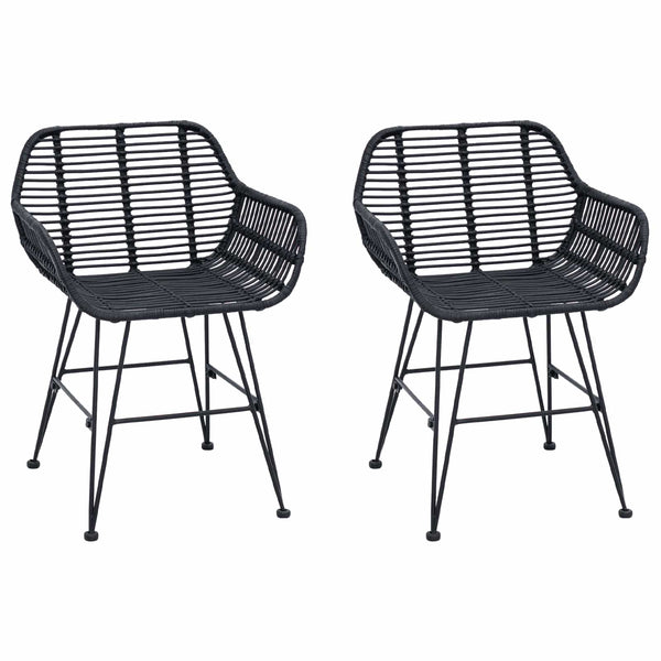Esszimmerstühle 2er Set Schwarz Rattan