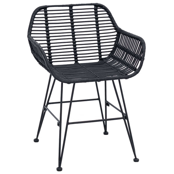 Esszimmerstühle 2er Set Schwarz Rattan