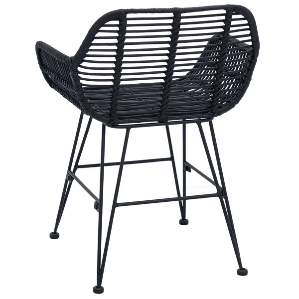 Esszimmerstühle 2er Set Schwarz Rattan