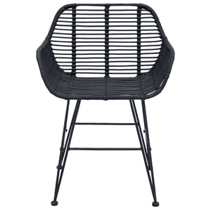 Esszimmerstühle 2er Set Schwarz Rattan
