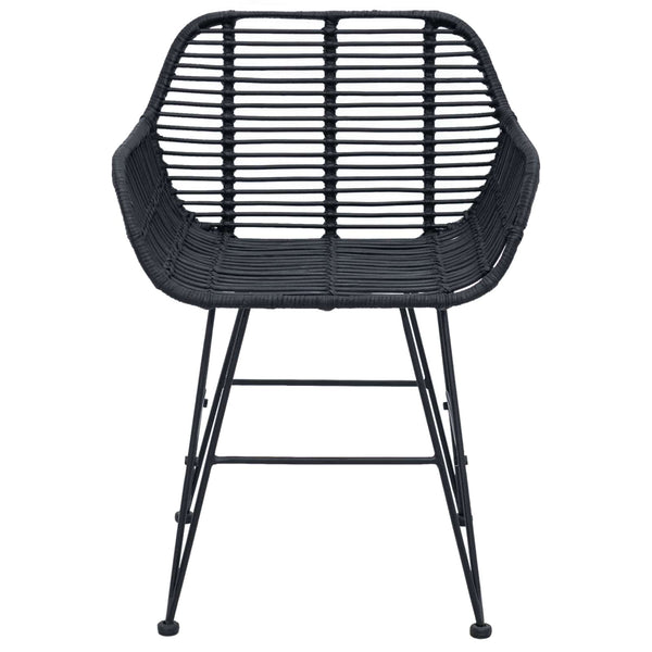 Esszimmerstühle 2er Set Schwarz Rattan