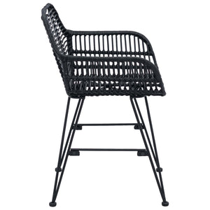 Esszimmerstühle 2er Set Schwarz Rattan