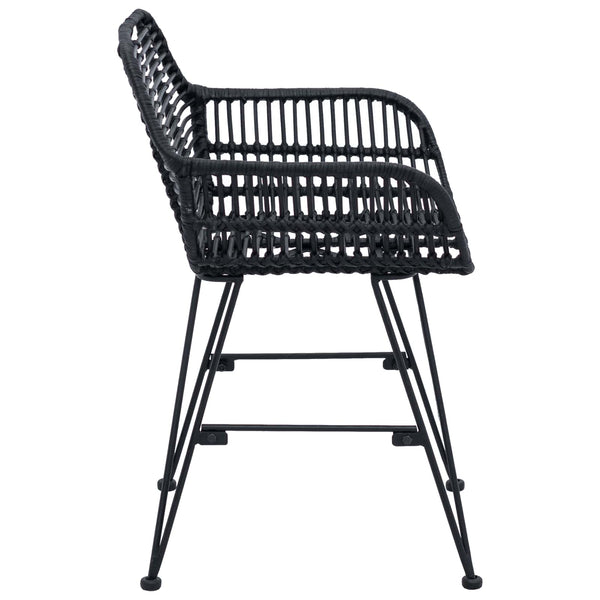 Esszimmerstühle 2er Set Schwarz Rattan