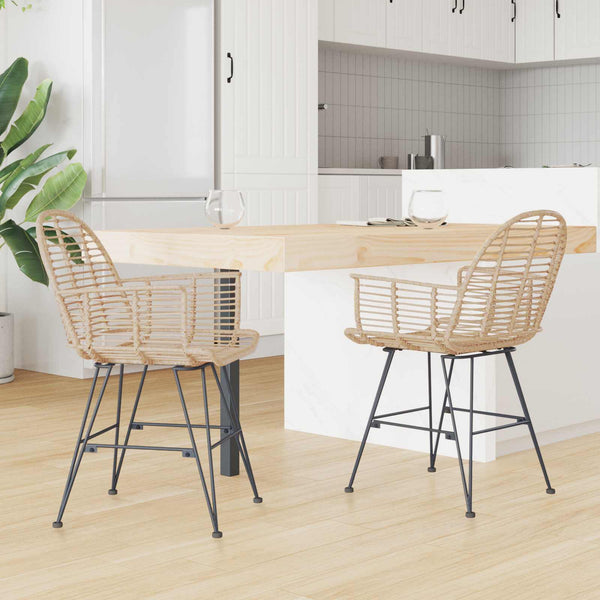 Esszimmerstühle 2er Set Rattan Natur
