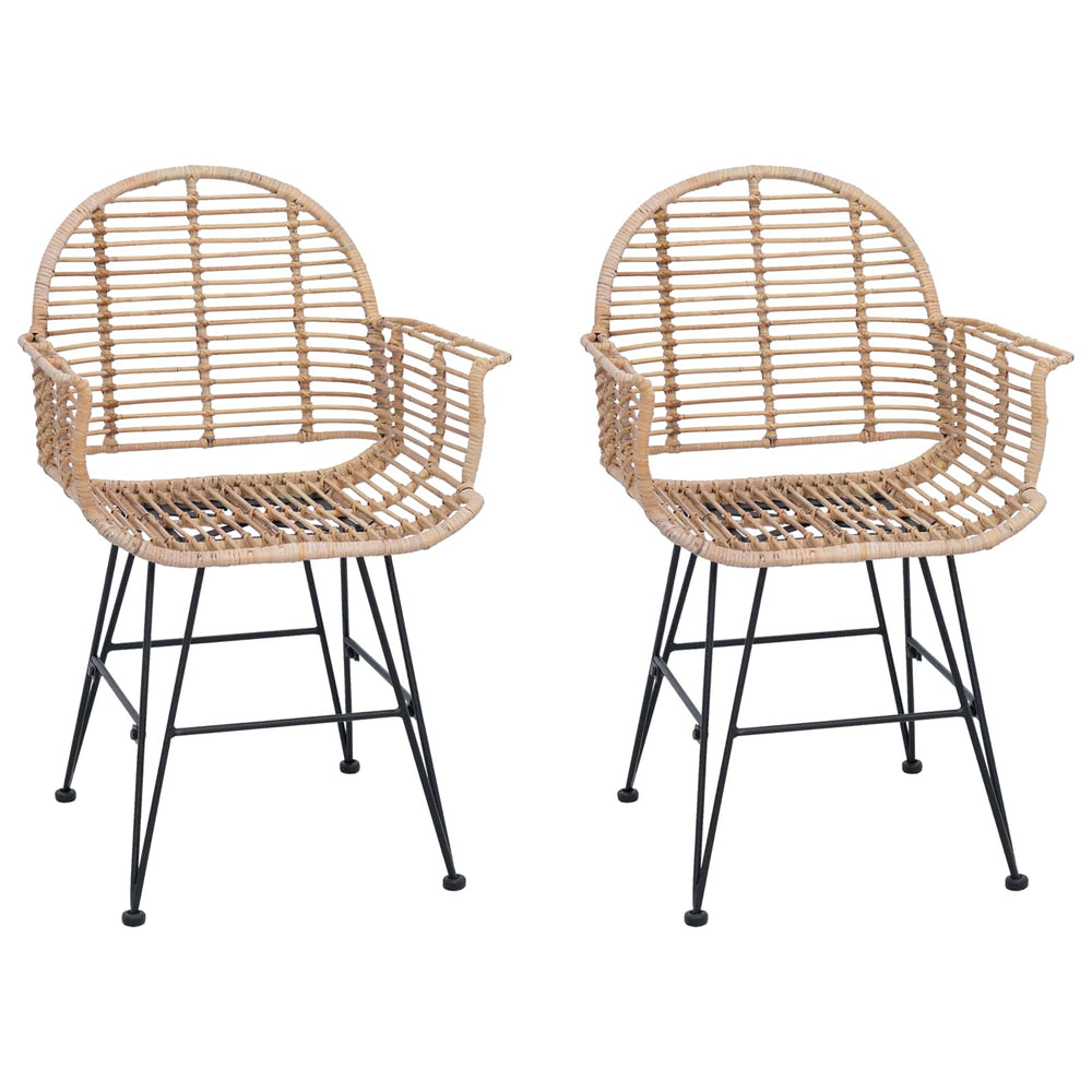 Esszimmerstühle 2er Set Rattan Natur