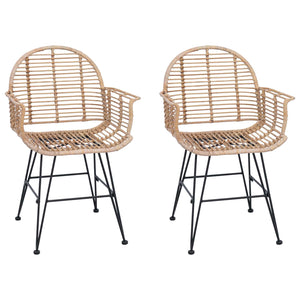 Esszimmerstühle 2er Set Rattan Natur