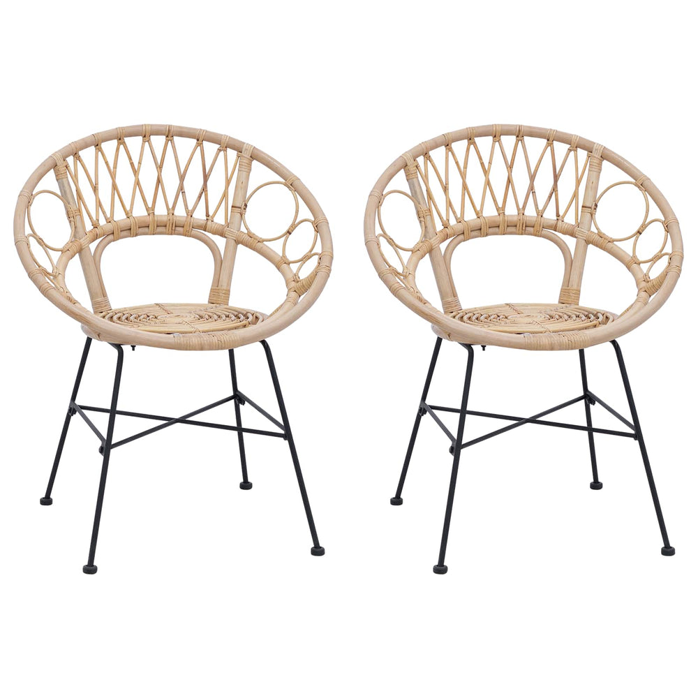 Esszimmerstühle 2er Set Rattan Natur