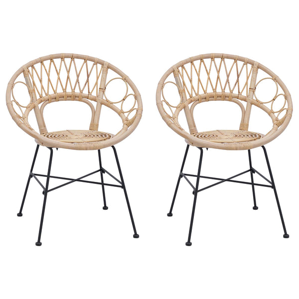 Esszimmerstühle 2er Set Rattan Natur