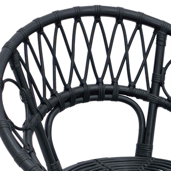 Esszimmerstühle 2er Set Rattan Schwarz
