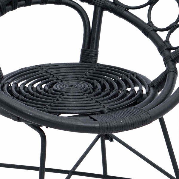 Esszimmerstühle 2er Set Rattan Schwarz
