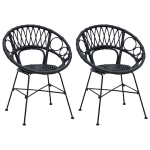 Esszimmerstühle 2er Set Rattan Schwarz