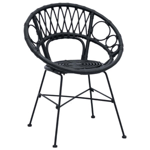 Esszimmerstühle 2er Set Rattan Schwarz