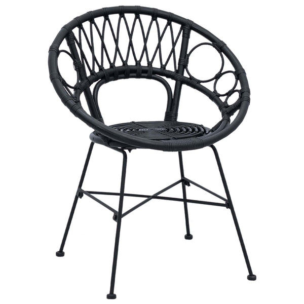 Esszimmerstühle 2er Set Rattan Schwarz