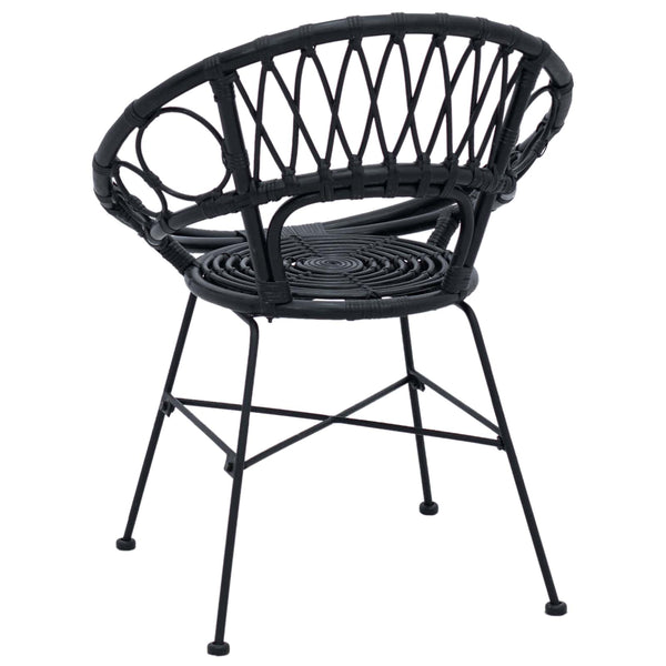 Esszimmerstühle 2er Set Rattan Schwarz
