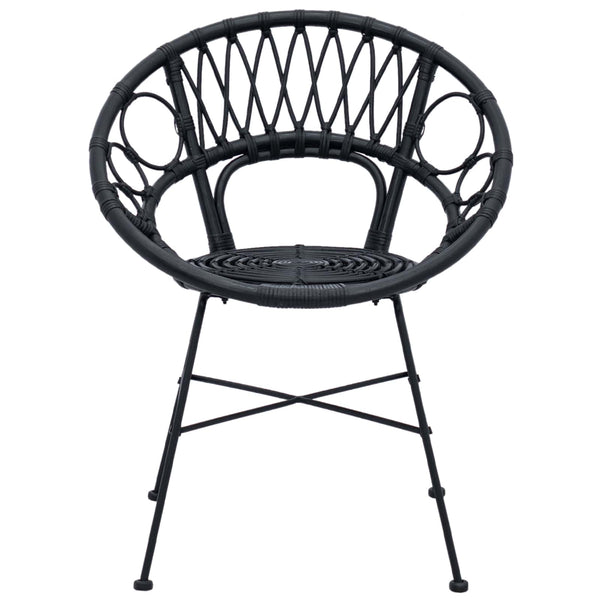 Esszimmerstühle 2er Set Rattan Schwarz