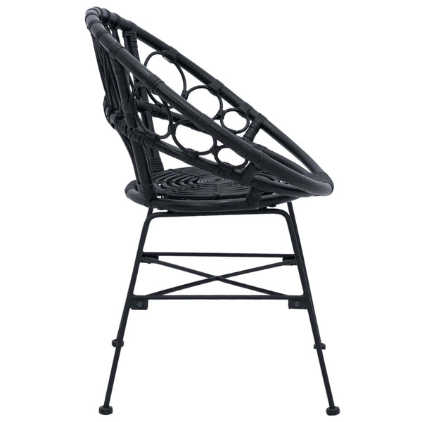 Esszimmerstühle 2er Set Rattan Schwarz