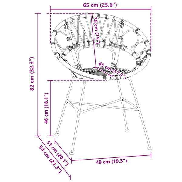 Esszimmerstühle 2er Set Rattan Schwarz