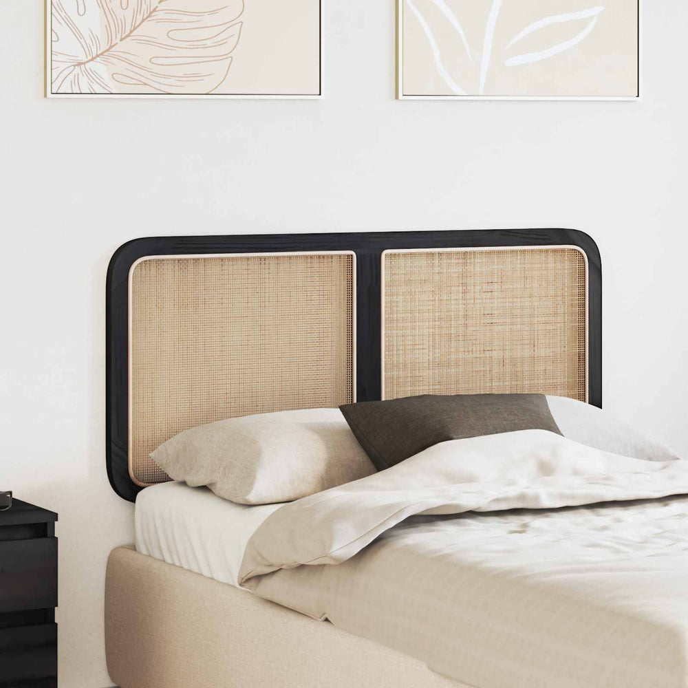 vidaXL Headboard with Headboard Black 120 x 55 x 3 cm Rattan