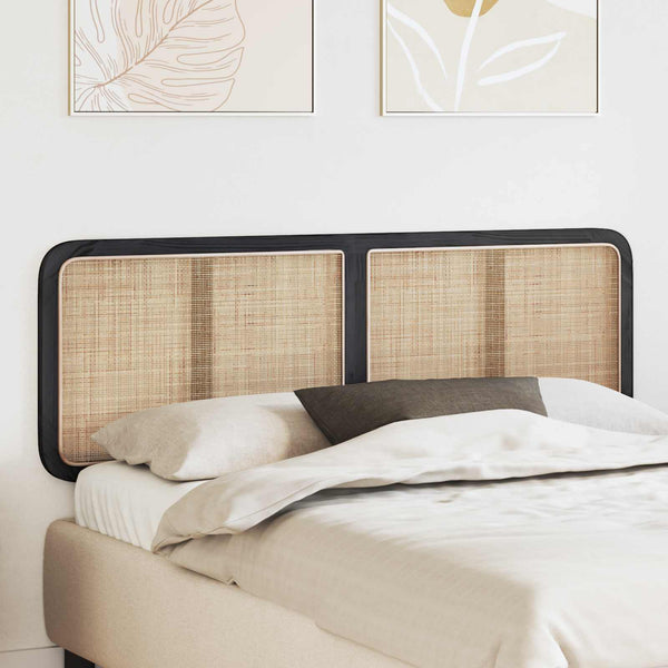 Schwarzes Rattan-Kopfteil 160 cm