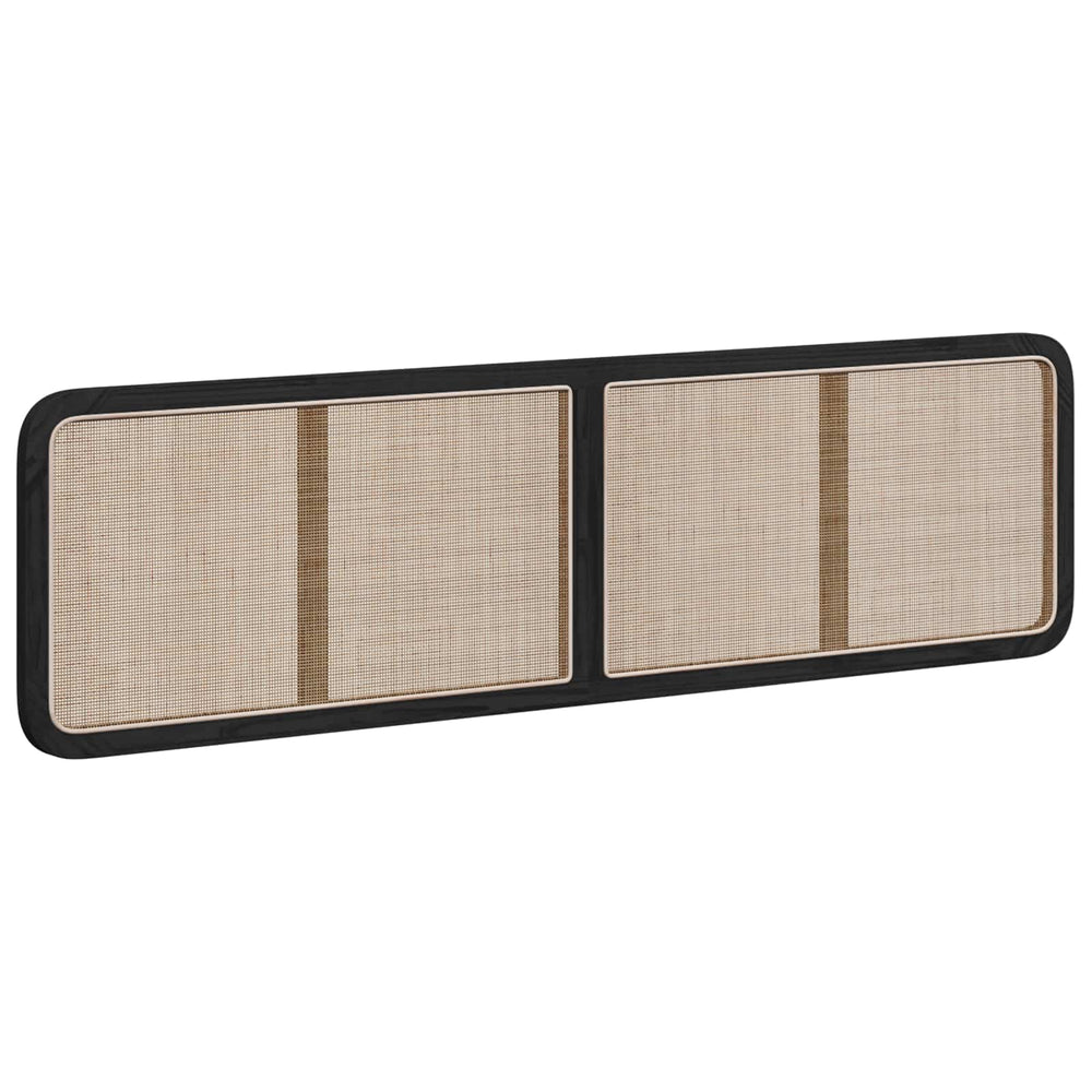 vidaXL Headboard with Headboard Black 200 x 55 x 3 cm Rattan