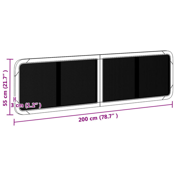 Schwarzes Rattan Kopfteil 200x55 cm