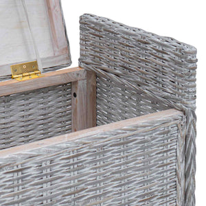 Sitzbank mit Stauraum Weiß Gewaschen Rattan