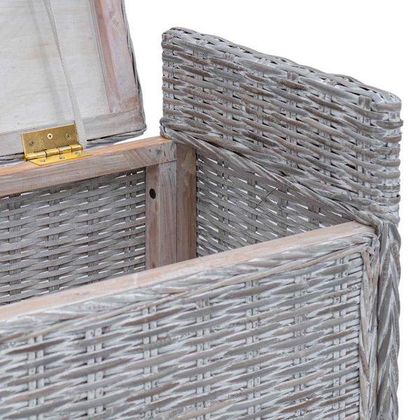 Sitzbank mit Stauraum Weiß Gewaschen Rattan
