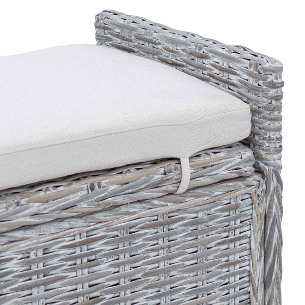 Sitzbank mit Stauraum Weiß Gewaschen Rattan