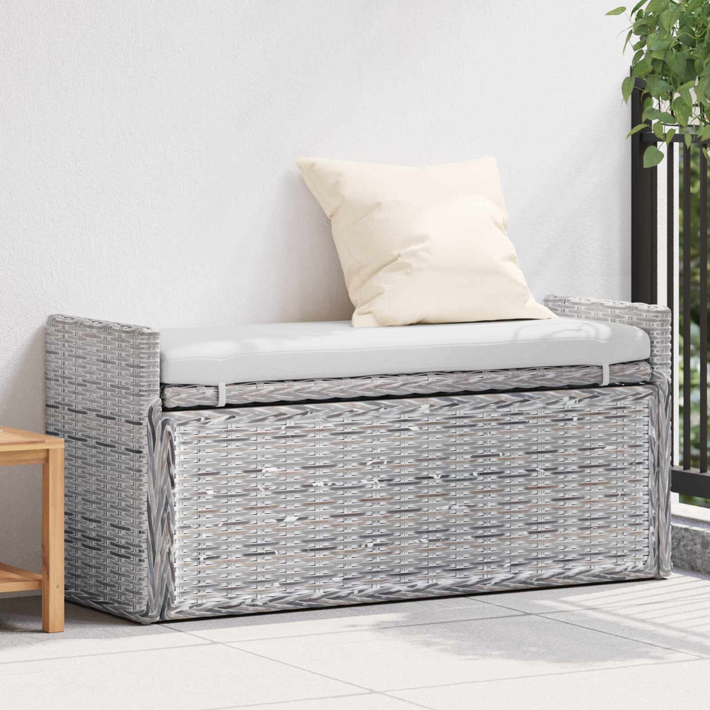 Sitzbank mit Stauraum Weiß Gewaschen Rattan