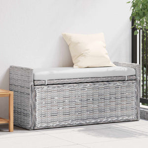 Sitzbank mit Stauraum Weiß Gewaschen Rattan