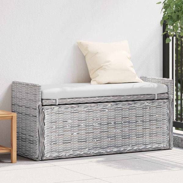 Sitzbank mit Stauraum Weiß Gewaschen Rattan