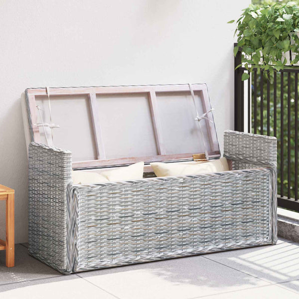 Sitzbank mit Stauraum Weiß Gewaschen Rattan