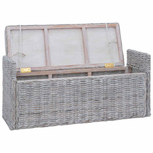 Sitzbank mit Stauraum Weiß Gewaschen Rattan