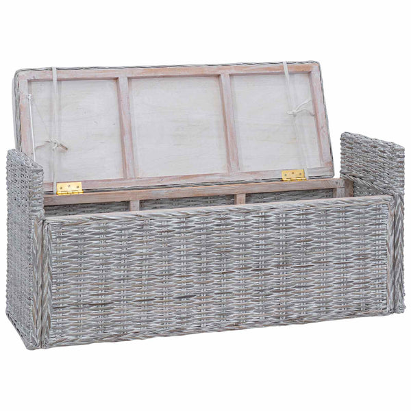 Sitzbank mit Stauraum Weiß Gewaschen Rattan