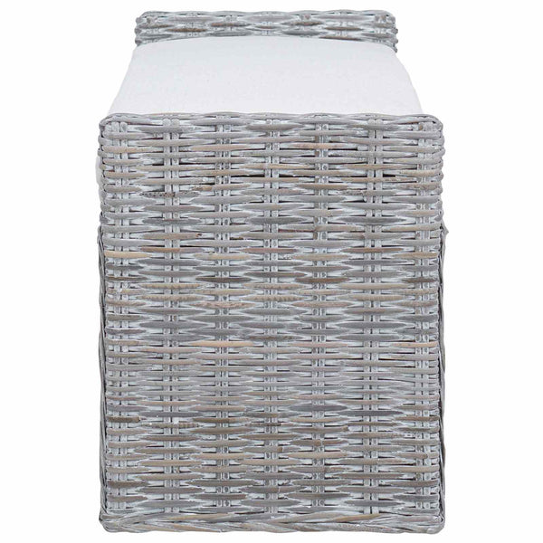 Sitzbank mit Stauraum Weiß Gewaschen Rattan
