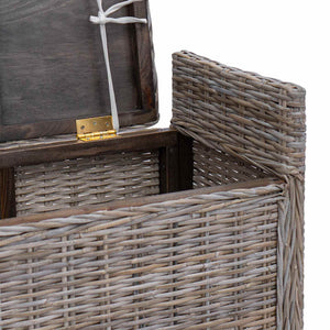 Sitzbank Rattan Grau 110 cm mit Stauraum