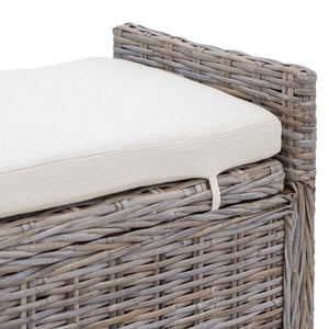 Sitzbank Rattan Grau 110 cm mit Stauraum