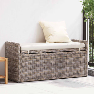 Sitzbank Rattan Grau 110 cm mit Stauraum