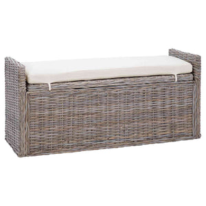 Sitzbank Rattan Grau 110 cm mit Stauraum