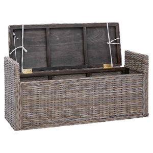 Sitzbank Rattan Grau 110 cm mit Stauraum