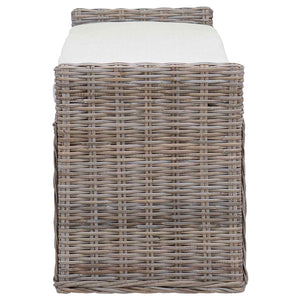 Sitzbank Rattan Grau 110 cm mit Stauraum