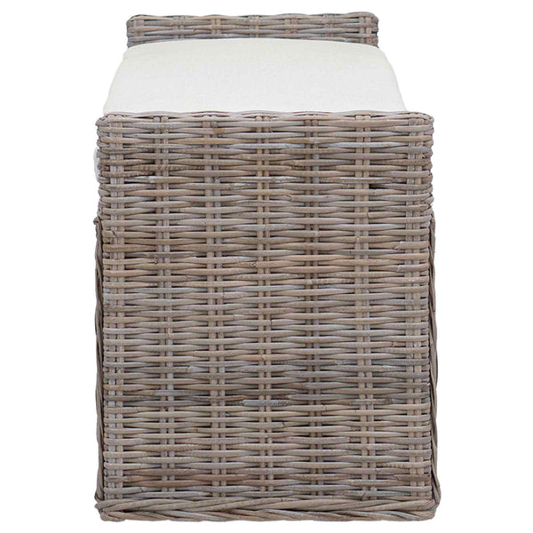 Sitzbank Rattan Grau 110 cm mit Stauraum