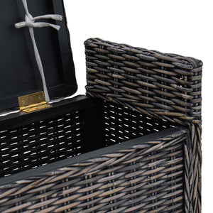 Sitzbank mit Stauraum, Rattan, Schwarz