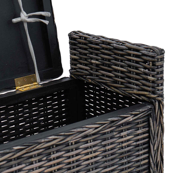 Sitzbank mit Stauraum, Rattan, Schwarz