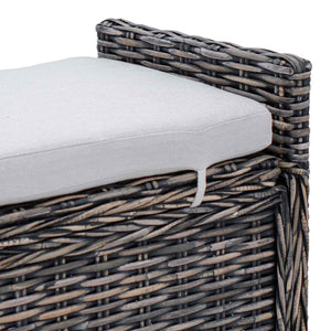 Sitzbank mit Stauraum, Rattan, Schwarz