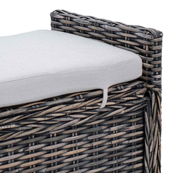 Sitzbank mit Stauraum, Rattan, Schwarz