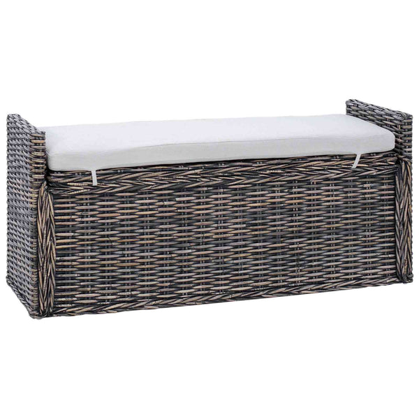 Sitzbank mit Stauraum, Rattan, Schwarz
