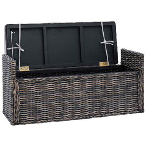 Sitzbank mit Stauraum, Rattan, Schwarz