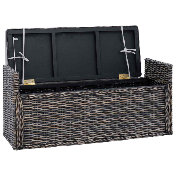Sitzbank mit Stauraum, Rattan, Schwarz