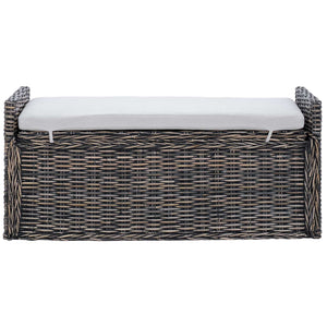 Sitzbank mit Stauraum, Rattan, Schwarz